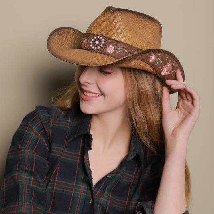 Embroidered Straw Sun Hat