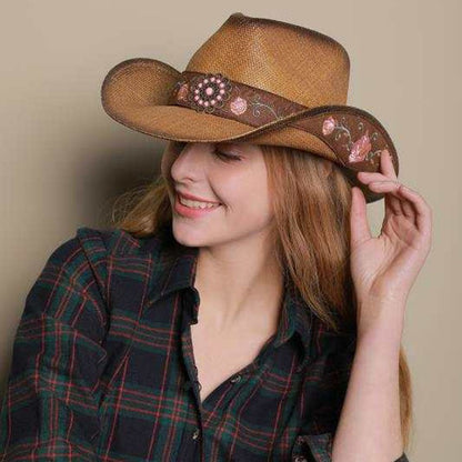 Embroidered Straw Sun Hat