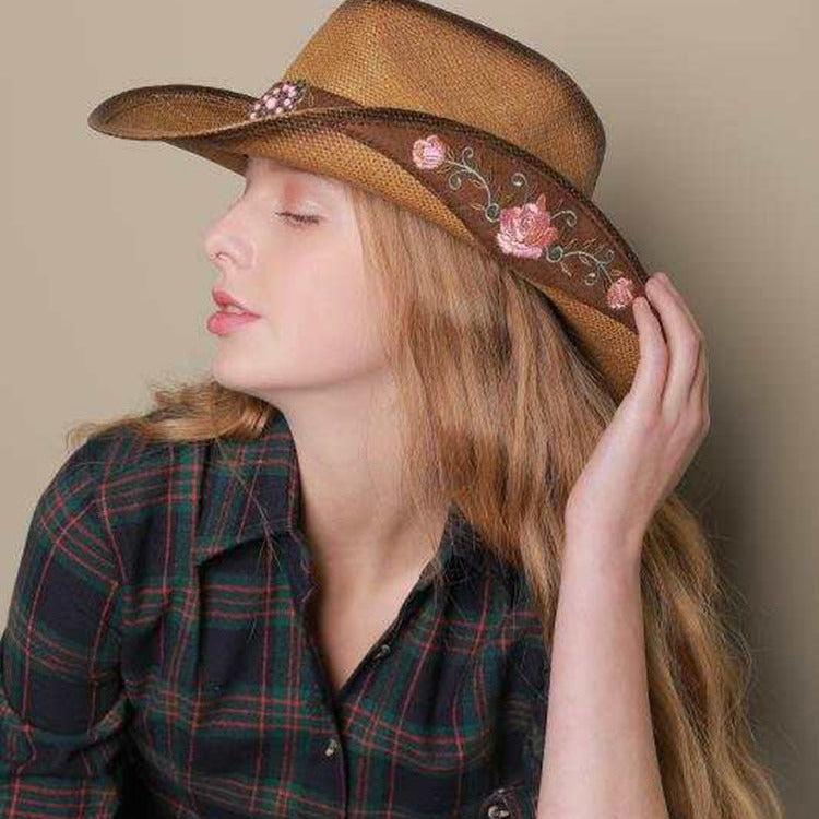 Embroidered Straw Sun Hat