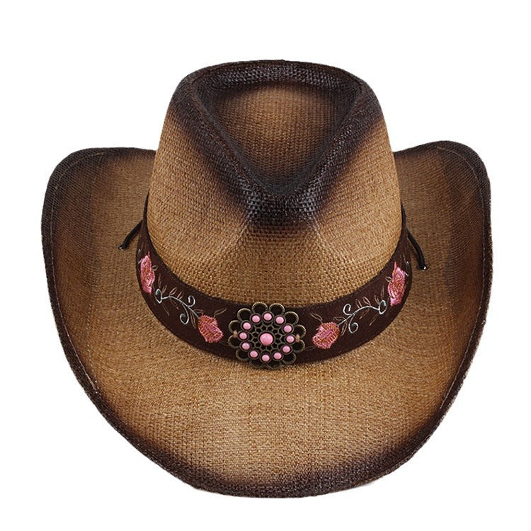 Embroidered Straw Sun Hat