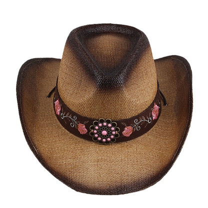 Embroidered Straw Sun Hat