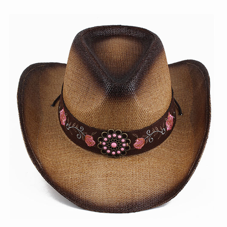Embroidered Straw Sun Hat