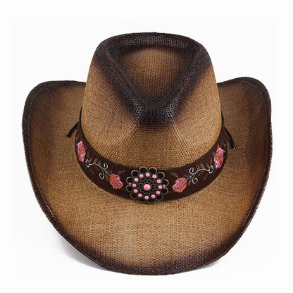 Embroidered Straw Sun Hat