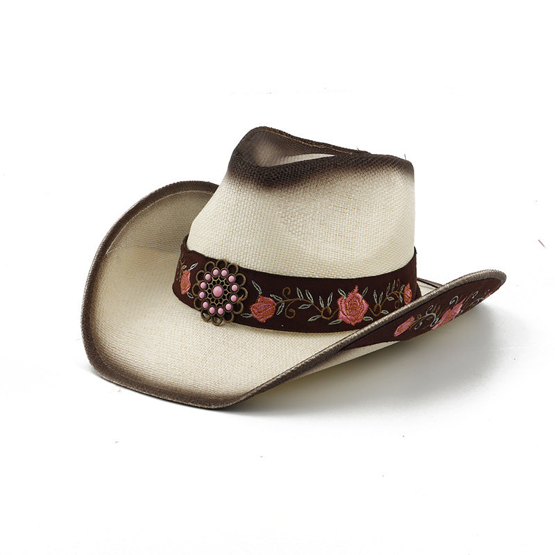 Embroidered Straw Sun Hat