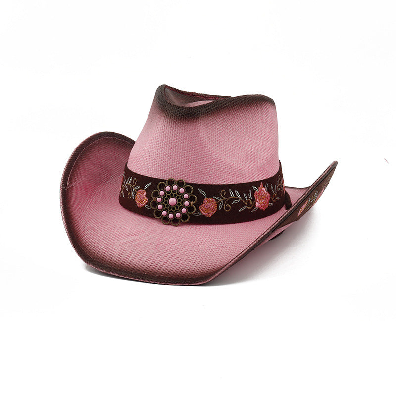 Embroidered Straw Sun Hat