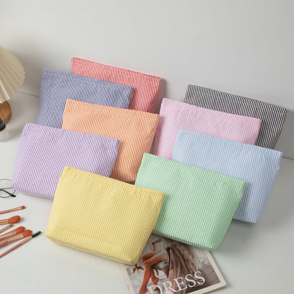 Embroidered Striped Toiletry Bag
