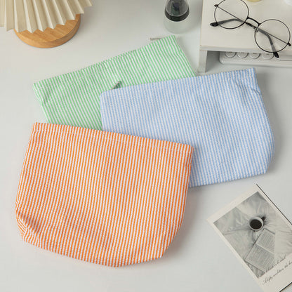 Embroidered Striped Toiletry Bag
