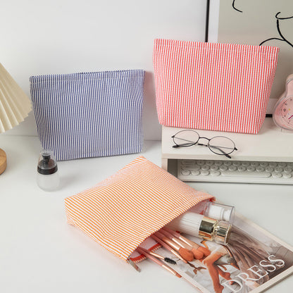 Embroidered Striped Toiletry Bag