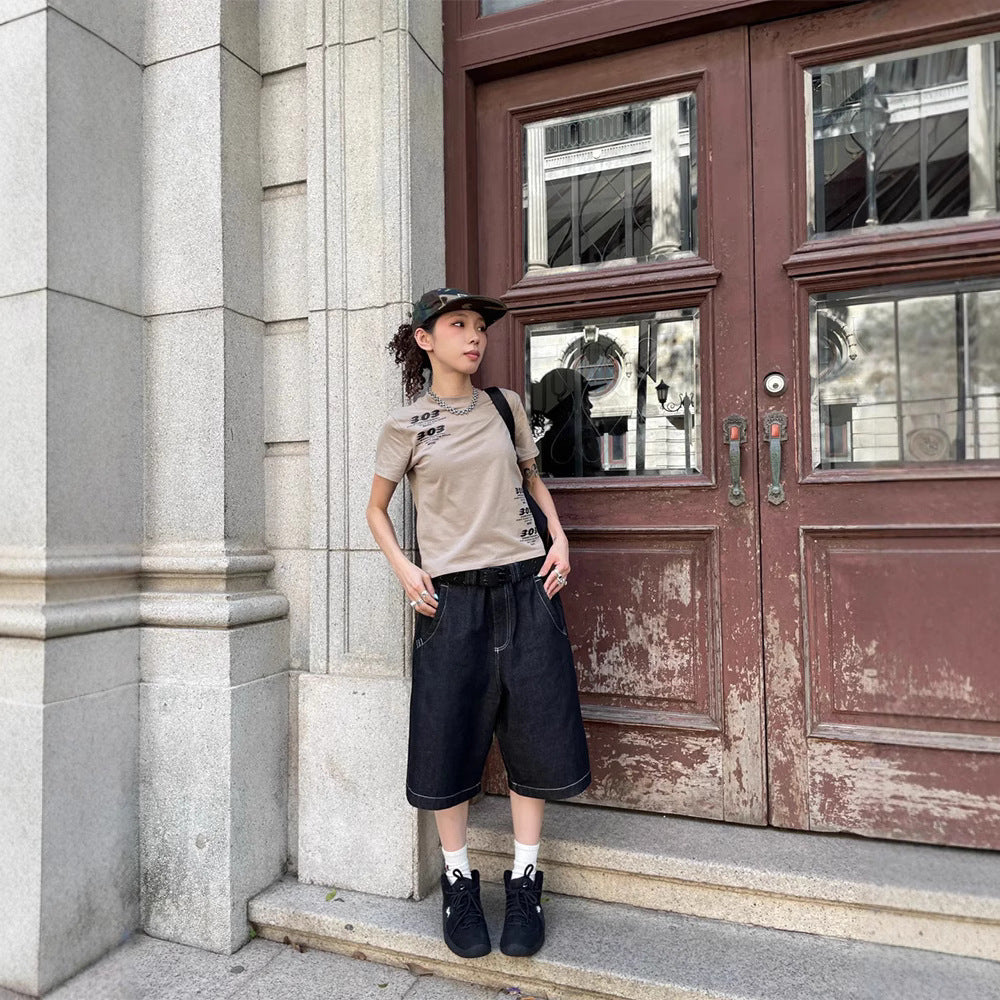 Embroidered vintage denim pants