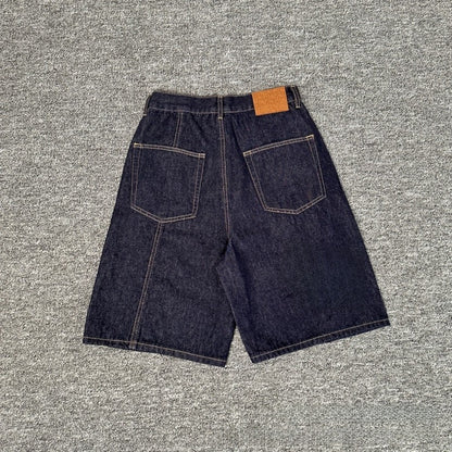 Embroidered Washed Denim Shorts