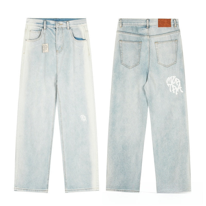 Embroidered Washed Denim Shorts