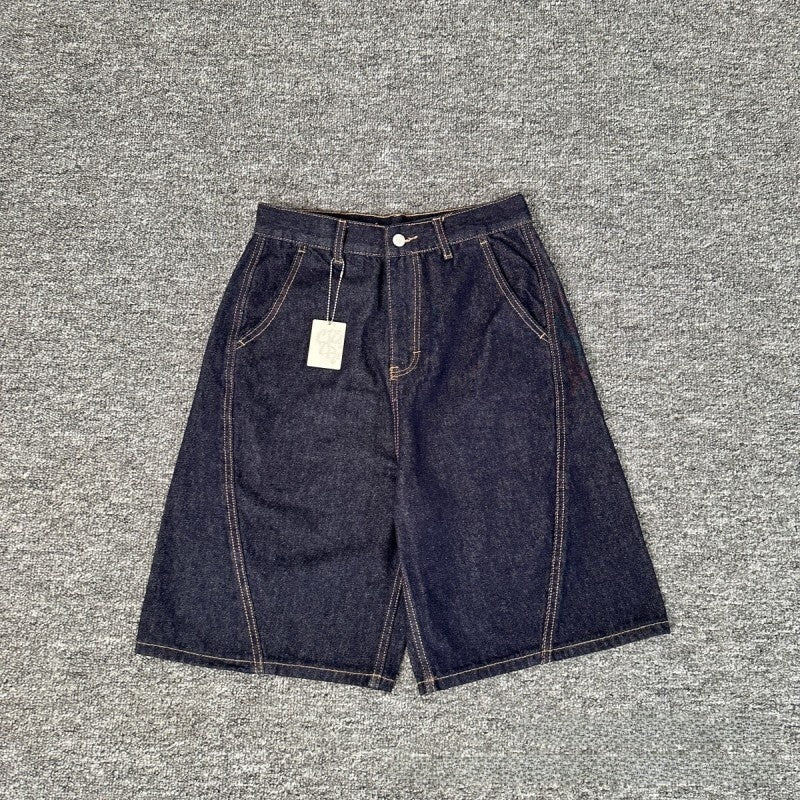Embroidered Washed Denim Shorts