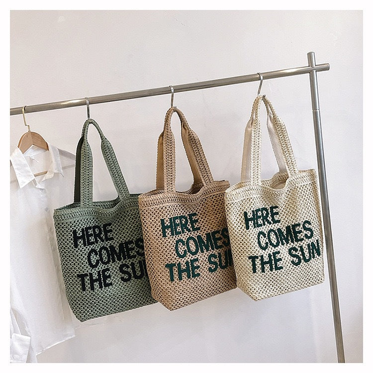 Embroidered Woven Shoulder Bag