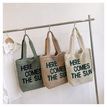 Embroidered Woven Shoulder Bag