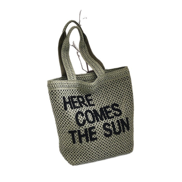 Embroidered Woven Shoulder Bag