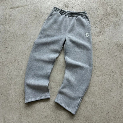 Embroidered Zipper Sweatpants