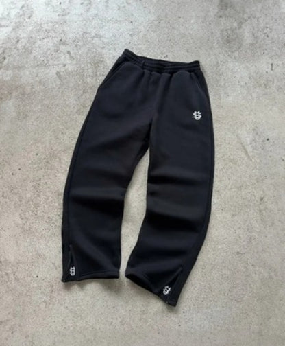 Embroidered Zipper Sweatpants