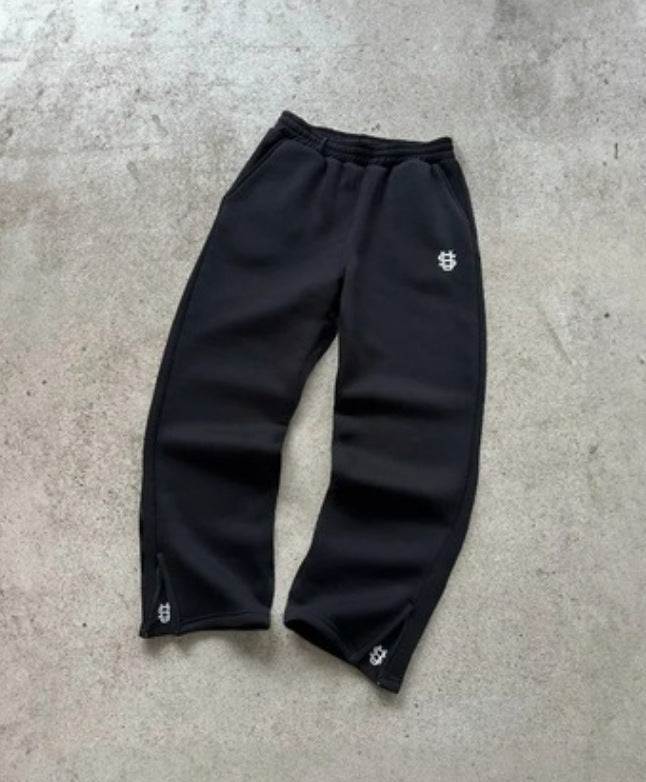 Embroidered Zipper Sweatpants