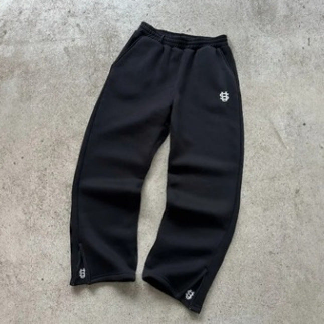 Embroidered Zipper Sweatpants
