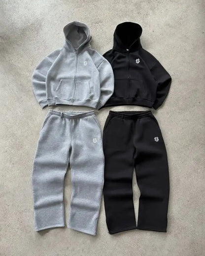 Embroidered Zipper Sweatpants