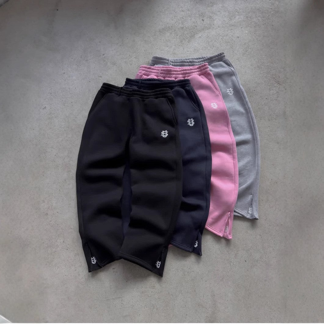Embroidered Zipper Sweatpants