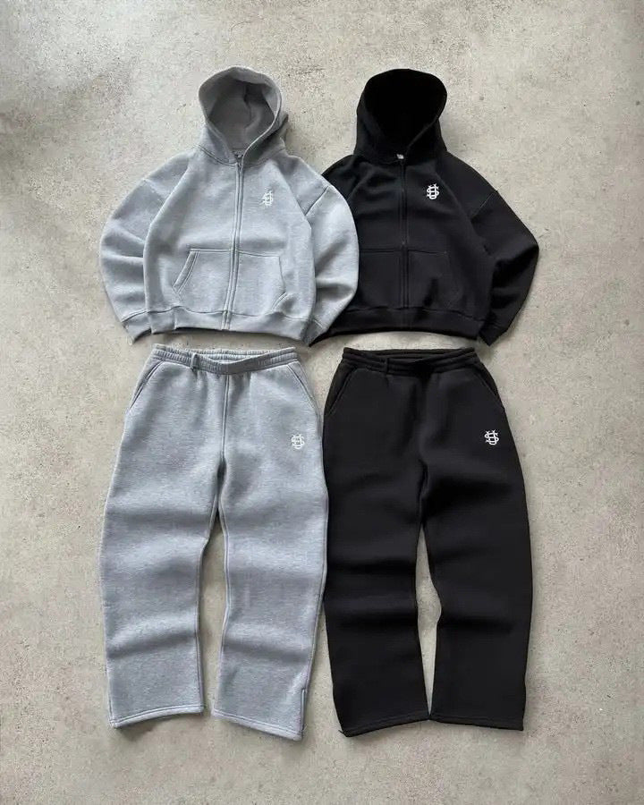 Embroidered Zipper Sweatpants