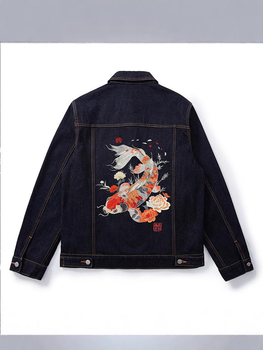 Embroidery Denim Jacket Retro Loose Fit