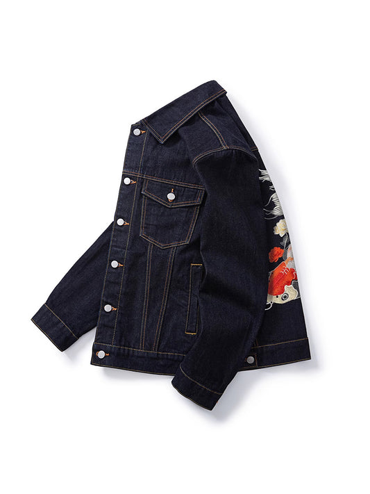 Embroidery Denim Jacket Retro Loose Fit