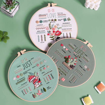 Embroidery DIY Stitch Practice Kit with Hoop and Accessories