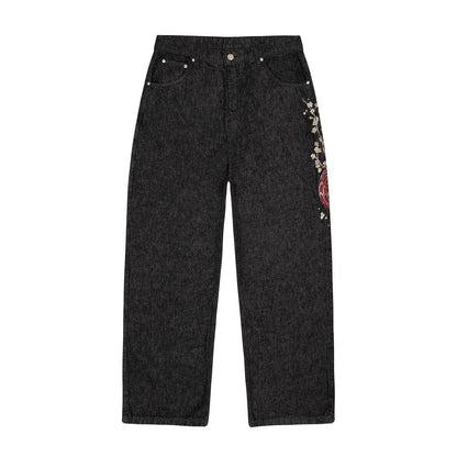 Embroidery Dragon Denim Pants