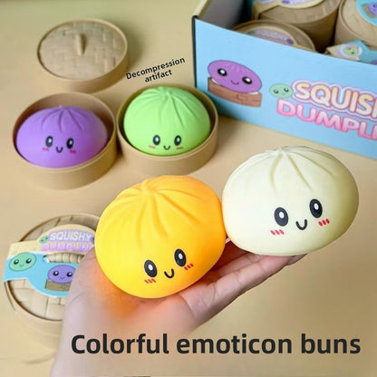 Emoji Bun Squeeze Toy Stress Relief Colorful Plaything