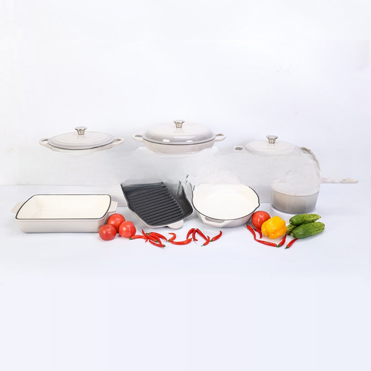 Enamel-coated porcelain pot