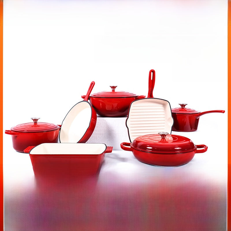 Enamel-coated porcelain pot