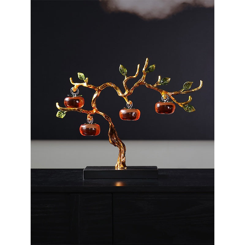 Enamel Glazed Persimmon Tree Art Decor