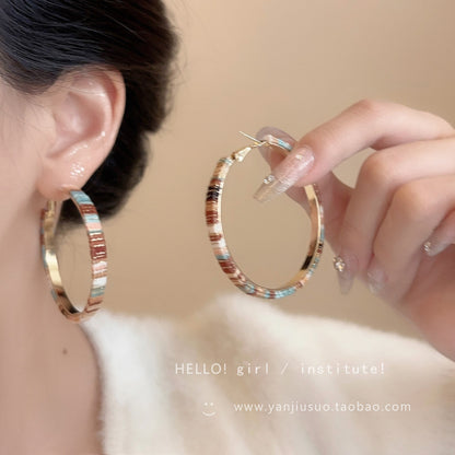 Enamel Leather Hoop Earrings
