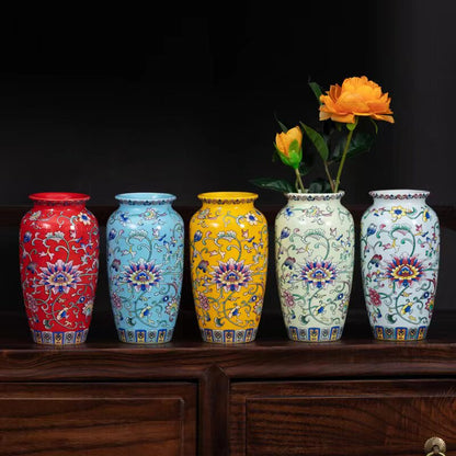 Enamel-painted vase