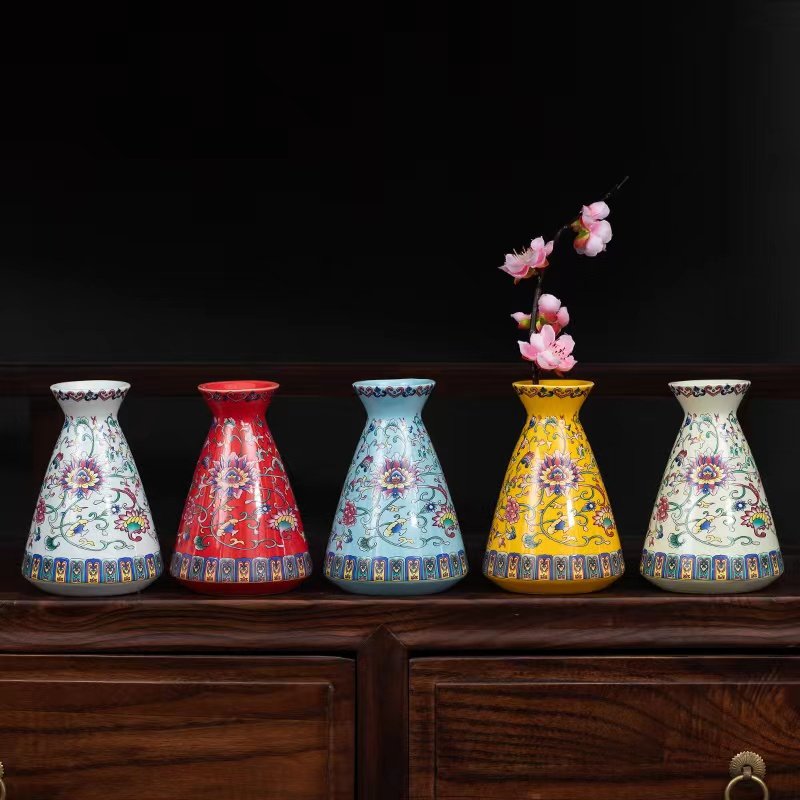 Enamel-painted vase