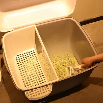 Enclosed Cat Litter Box with Long Corridor