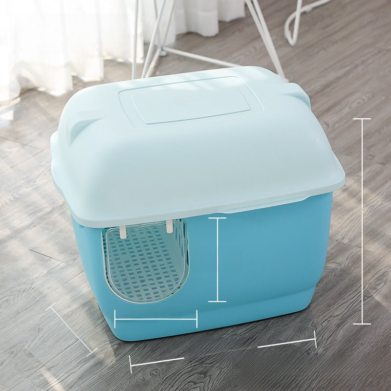 Enclosed Cat Litter Box with Long Corridor