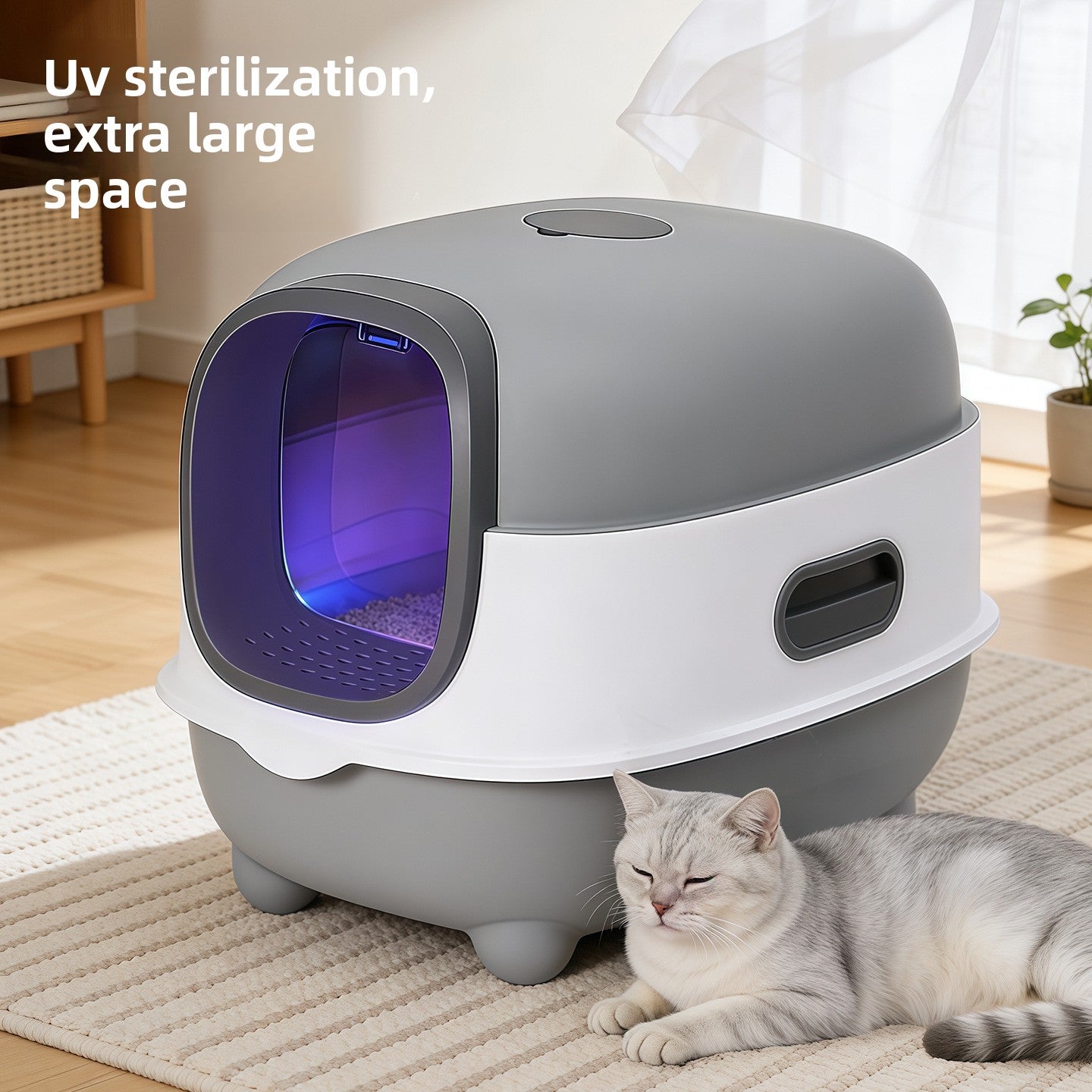 Enclosed Cat Litter Box with UV Sterilization and Odor Control