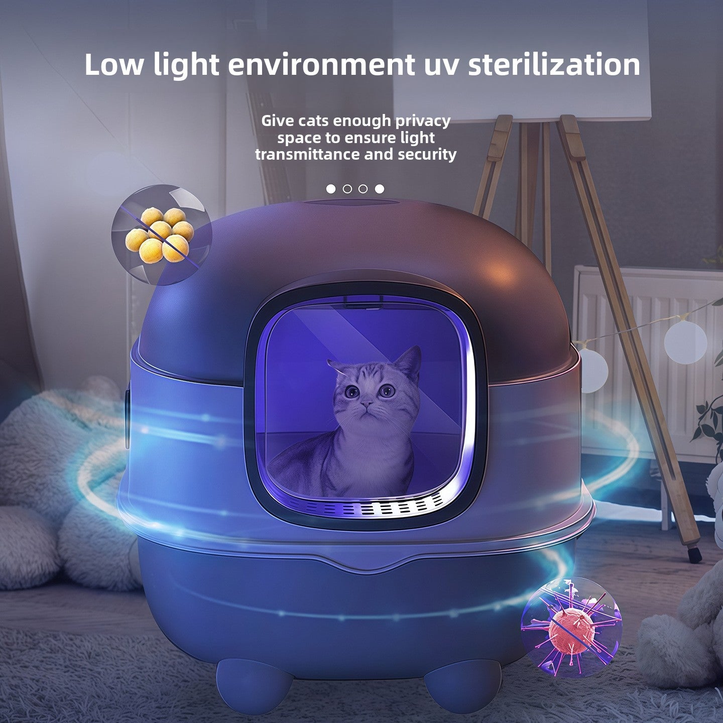 Enclosed Cat Litter Box with UV Sterilization and Odor Control