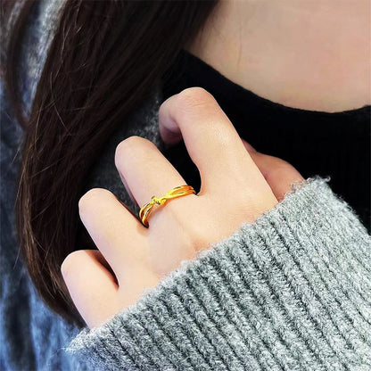 Endless Twist Titanium Steel Plated Ring