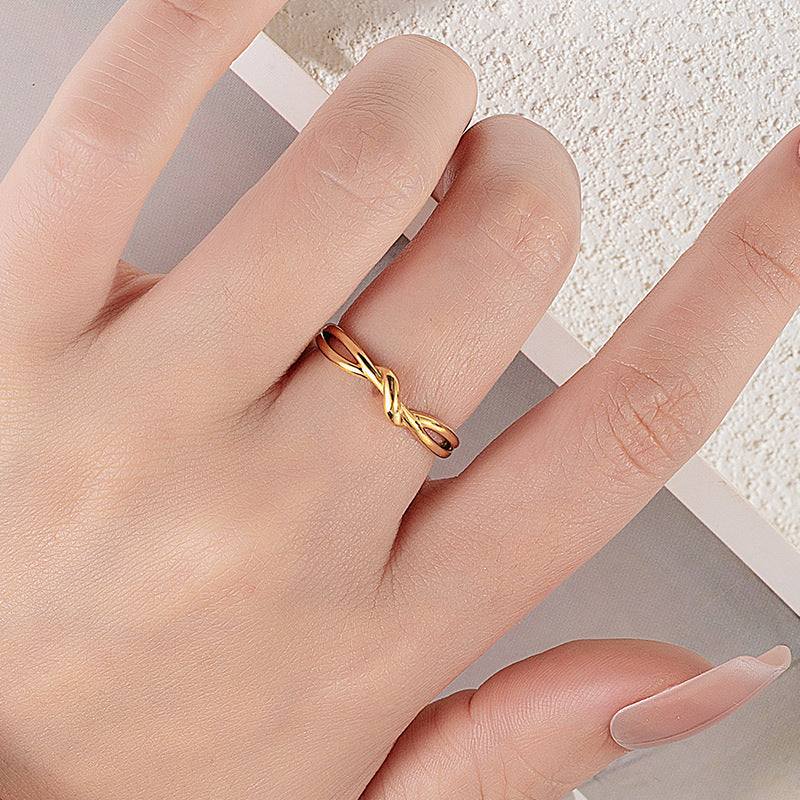 Endless Twist Titanium Steel Plated Ring