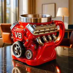 V8 engine cup-red