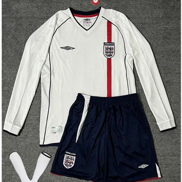 England Retro Football Jersey Long Sleeve