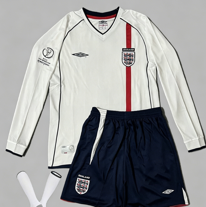 England Retro Football Jersey Long Sleeve