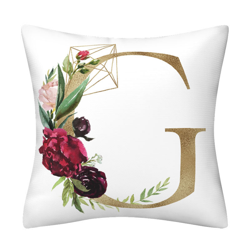 English alphabet floral pillowcase