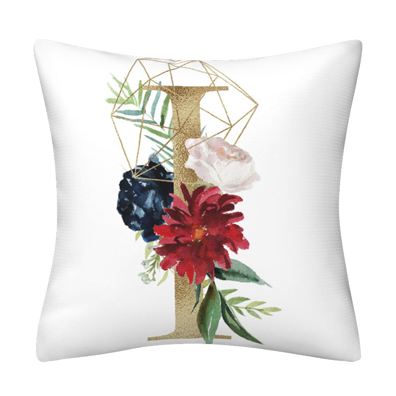 English alphabet floral pillowcase