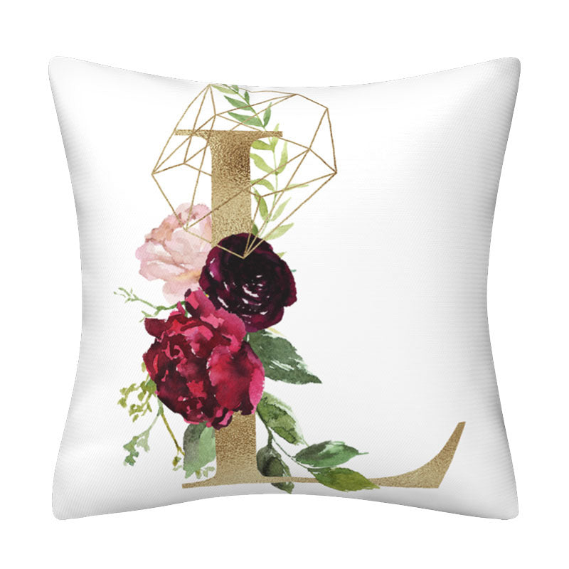 English alphabet floral pillowcase
