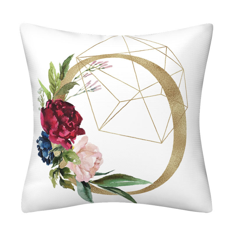 English alphabet floral pillowcase